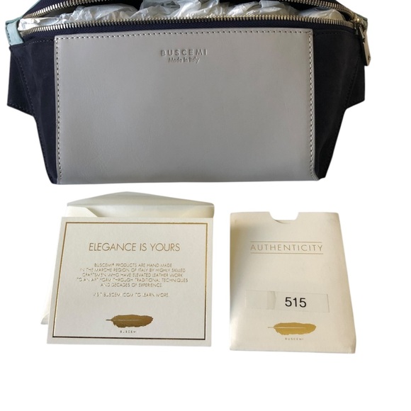 NWT Buscemi Trio Fanny Pack, Grey Leather, Sky/Navy Suede, Silver Tone Hardware - Picture 11 of 14